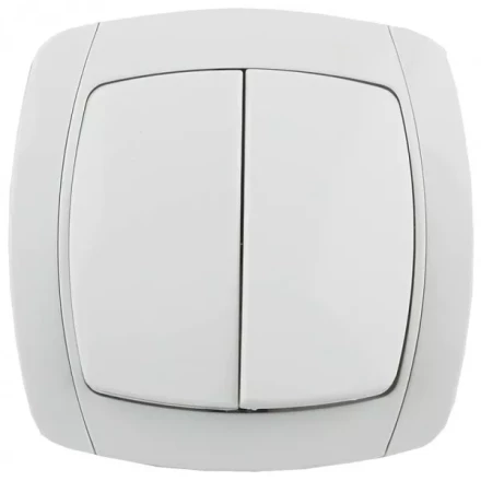 Выключатель СВЕТОЗАР &quot;CITY LIGHT&quot; двухклавишный в сборе, белый, 10А/~250В SV-54234-W купить в Тобольске