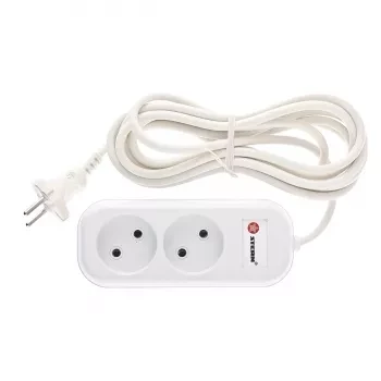 Удлинитель бытовой без заземления, 2*0,75мм*3м, 2 розетки, 6A, STERN 95721 купить в Тобольске