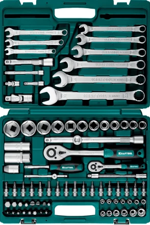 Набор KRAFTOOL &quot;EXPERT QUALITAT&quot;: Торцовые головки &quot;SUPER LOCK&quot; с присоединит квадратом, 1/2&quot;,1/4&quot;,82 предмета 27887-H82_z03 купить в Тобольске