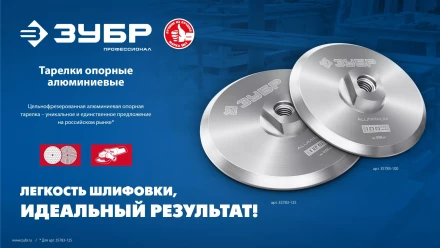 ЗУБР d 100 мм, М14, держатель алюминиевый для АГШК, ПРОФЕССИОНАЛ (35783-100) купить в Тобольске