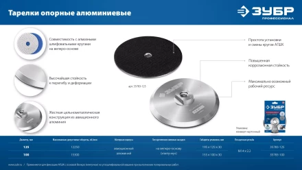 ЗУБР d 100 мм, М14, держатель алюминиевый для АГШК, ПРОФЕССИОНАЛ (35783-100) купить в Тобольске