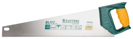 Ножовка по дереву (пила) KRAFTOOL BLITZ 450 мм, 7/8 TPI, быстрый рез поперек волокон, зубья - «S» : прямые 15005-45 купить в Тобольске