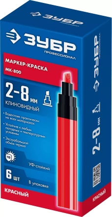 ЗУБР МК-800 красный, 2-8 мм клиновидный маркер-краска (06327-3) купить в Тобольске
