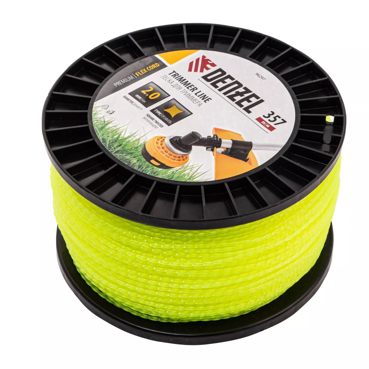 Леска для триммера витой квадрат, 2,0мм х 357м, на DIN катушке FLEX CORD// Denzel 96297 купить в Тобольске
