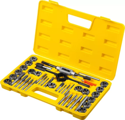 Набор метчиков и плашек STAYER &quot;MASTER&quot;, плашки 17шт, метчики 17шт, метчикодерж. 2шт, плашкодерж. 1шт, резьбомер 1шт, отвертка 1шт, 40 предметов 2805-H40_z01 купить в Тобольске