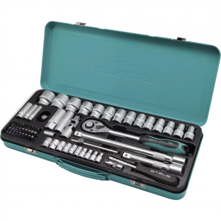 Набор торцевых головок с трещоткой 1/2 и 1/4 69 предметов Stels 13576 купить в Тобольске