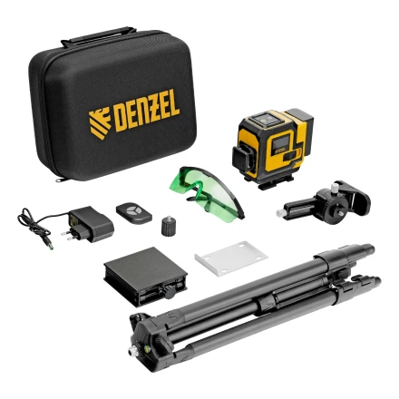 Лазерный уровень мультипризменный DLV-360-3T, 30 м, зеленый луч, Li-Ion 2,4 Aч, штатив // Denzel 350805 купить в Тобольске