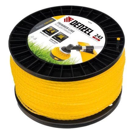 Леска для триммера витой квадрат, 2,4мм х 243м, на DIN катушке FLEX CORD// Denzel 96298 купить в Тобольске