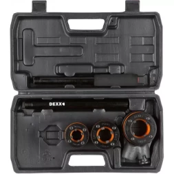 Набор DEXX: Клуппы трубные, с трещоткой 620мм, №3: 1/2", 3/4", 1" 28280-H3