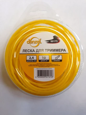 Леска для триммера квадратная витая 2.4мм х 10м  Denzel Россия 96175 купить в Тобольске