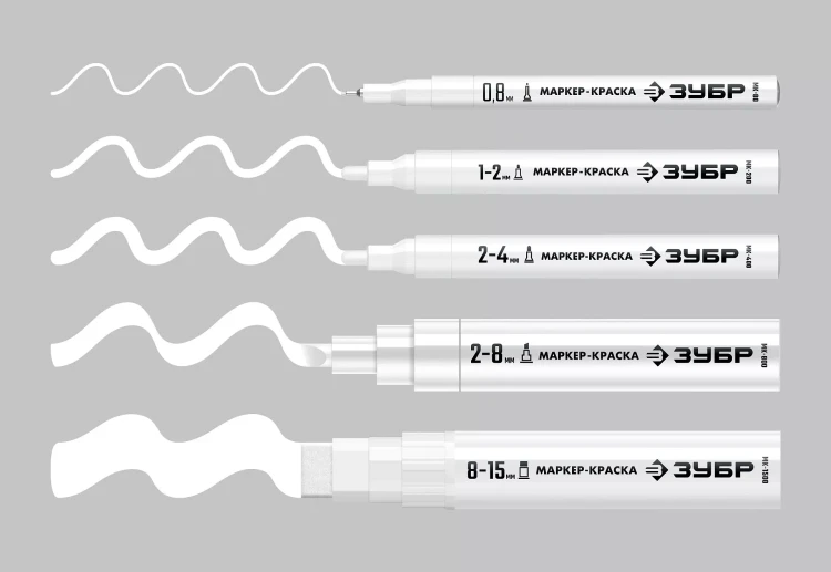 ЗУБР МК-800 белый, 2-8 мм клиновидный маркер-краска (06327-8) купить в Тобольске