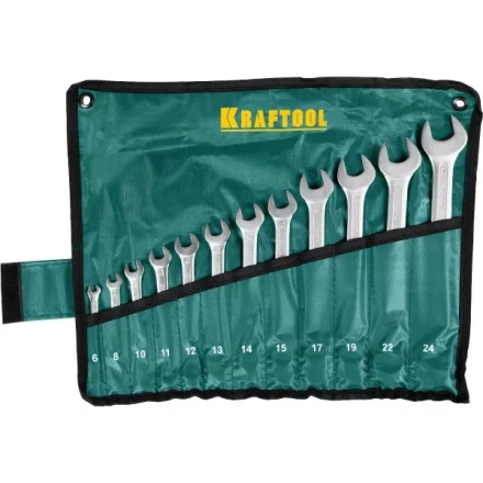 Набор комбинированных гаечных ключей 12 шт, 6 - 24 мм, KRAFTOOL 27079-H12 купить в Тобольске