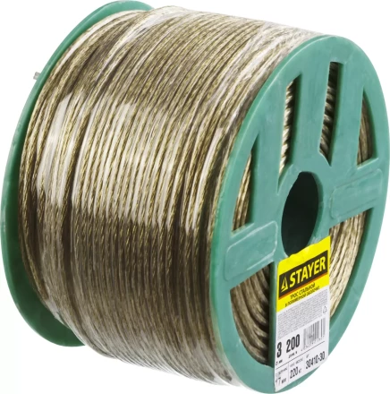 Трос стальной в полимерной оболочке, d=3,0 мм, L=200 м, STAYER Master 30410-30 30410-30 купить в Тобольске