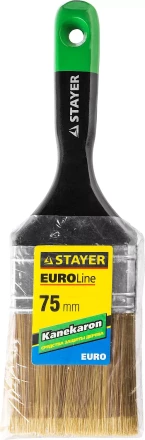 STAYER “KANEKARON-EURO”. Кисть плоская, искусственная щетина, деревянная ручка, 75мм 0106-075 купить в Тобольске