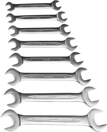Набор ЗУБР &quot;ПРОФИ&quot;: Ключи гаечные рожковые, Cr-V сталь, хромированные, 8х24мм, 8шт 27021-H8 купить в Тобольске
