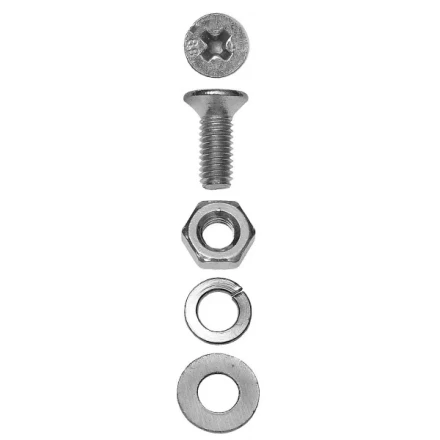 Винт ЗУБР (DIN7985) в комплекте с гайкой (DIN934), шайбой (DIN125), шайбой пруж. (DIN127),  M4x40мм, ТФ6, 16шт. 4-303476-04-040 купить в Тобольске