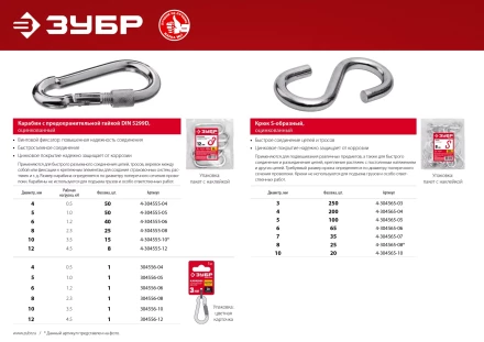 ЗУБР DIN 5299D, 10 мм, 15 шт, карабин с предохранительной гайкой (4-304555-10) купить в Тобольске