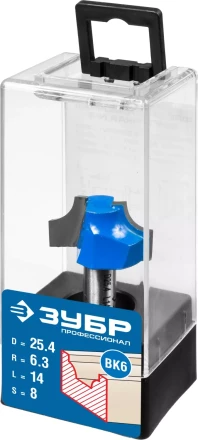 ЗУБР 25.4 x 14 мм, радиус 6.3 мм, фреза пазовая фасонная №1, Профессионал (28740-25.4) купить в Тобольске