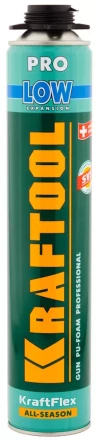 Пена &quot;PREMIUM LOW&quot; профессиональная, монтажная, пистолетная, всесезонная, 800мл, KRAFTOOL 41181_z01 купить в Тобольске