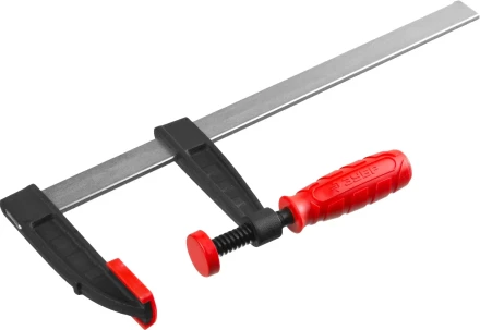 Струбцина ЗУБР &quot;МАСТЕР&quot;, тип &quot;F&quot;, пластмассовая ручка, стальная закаленная рейка, 80х300мм 32150-080-300 купить в Тобольске