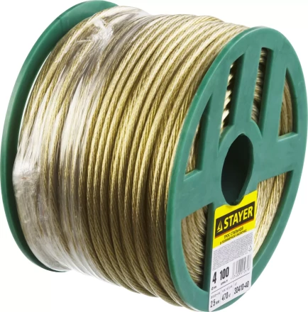 Трос стальной в полимерной оболочке, d=4,0 мм, L=100 м, STAYER Master 30410-40 30410-40 купить в Тобольске