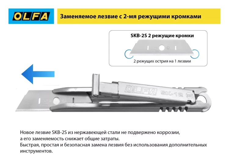 Лезвие OLFA, трапециевидное для SK-12 OL-SKB-2S/10B купить в Тобольске