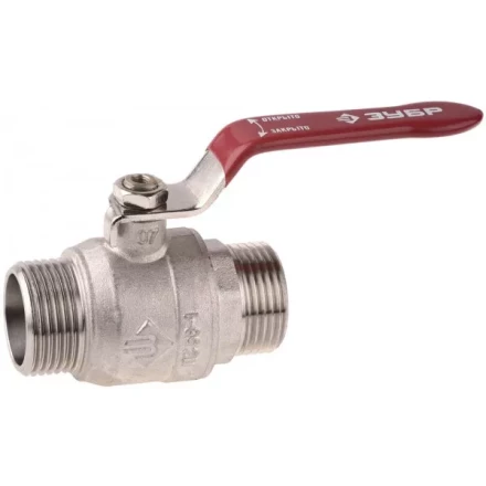 Кран ЗУБР шаровой 3/4&quot; полнопроходной &quot;папа-папа&quot;, ручка, никелированная латунь 51352-N-3/4 купить в Тобольске