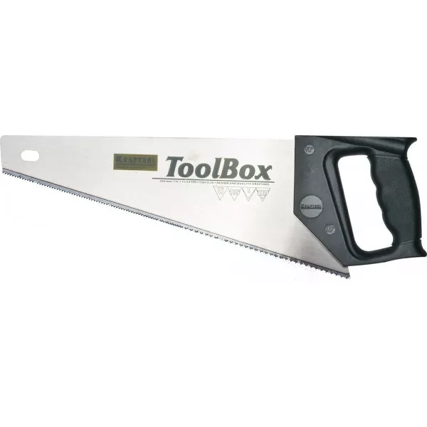 Ножовка по дереву компактная (пила) TOOLBOX 350 мм, 11/12 TPI, зуб универсальный, наклонный, KRAFTOOL 15012-35 купить в Тобольске