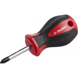 Отвертка ЗУБР &quot;МАСТЕР&quot;, &quot;STUBBY&quot; ( бочка ), Cr-v, эргономичная двухкомпонентная рукоятка, PH1x38мм 25062-38-1_z02