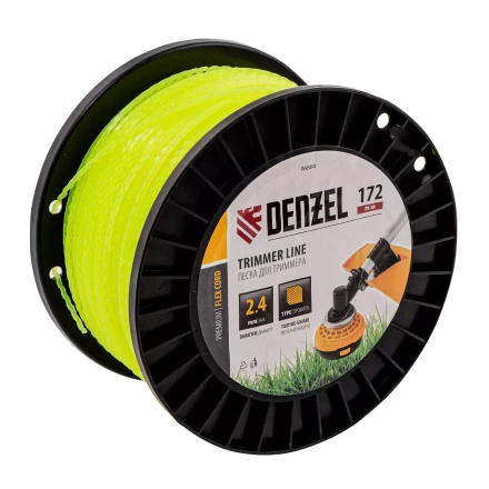 Леска для триммера зубчатый квадрат, 2,4мм х 172м, на DIN катушке FLEX CORD// Denzel 96804 купить в Тобольске