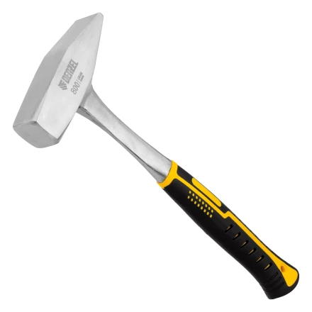 Молоток слесарный 800 г Denzel 10405, цельнометаллический, двухкомпонентная рукоятка купить в Тобольске