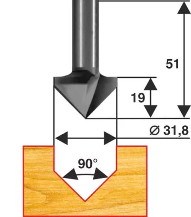 Фреза пазовая галтельная V-обр 90 град. ф31,8мм хв 8мм Энкор 28049 купить в Тобольске