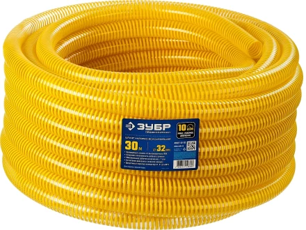 ЗУБР 32 мм x 30 м, 10 атм, со спиралью ПВХ, напорно-всасывающий шланг, ПРОФЕССИОНАЛ (40327-32-30) купить в Тобольске