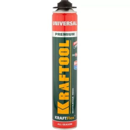 Пена &quot;PREMIUM&quot; профессиональная, монтажная, пистолетная, всесезонная, 750мл, KRAFTOOL 41182_z01 купить в Тобольске