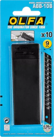 Лезвие OLFA сегментированные BLACK MAX, 9х80х0,38мм, 13 сегментов, 10шт OL-ABB-10B купить в Тобольске