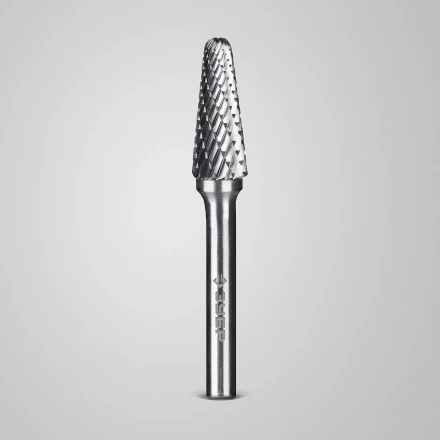 Зубр Твердосплавная борфреза L - конус с закругленным углом 28°, 10 х 25 мм, радиус 2.2 мм (28810-10-25) купить в Тобольске