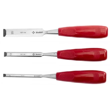 Набор ЗУБР Стамески &quot;МАСТЕР&quot; с пластмассовой ручкой, 8; 12; 20мм, 3шт 18094-H3 купить в Тобольске