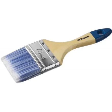 Кисть плоская  ЗУБР &quot;АКВА-МАСТЕР&quot;, искусственная щетина, деревянная ручка, 75мм 4-01007-075 купить в Тобольске