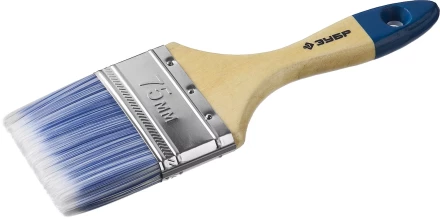 Кисть плоская  ЗУБР &quot;АКВА-МАСТЕР&quot;, искусственная щетина, деревянная ручка, 75мм 4-01007-075 купить в Тобольске