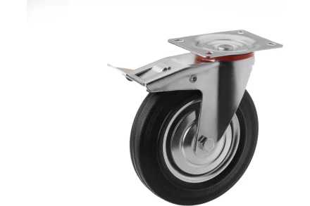 Аппаратное поворотное колесо с тормозом HITCH 160*36 резина черная SCb63 (SZ084868) купить в Тобольске