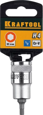 Торцовая бита-головка KRAFTOOL &quot;INDUSTRIE QUALITAT&quot;, материал S2, HEX, сатинированная, 1/2&quot;, H4 27908-04_z01 купить в Тобольске
