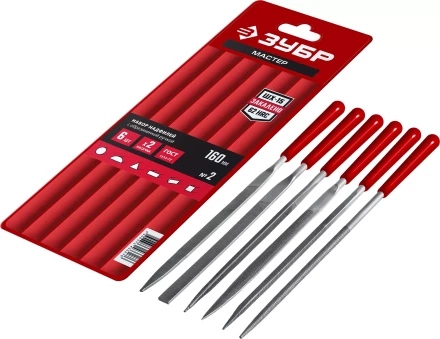 ЗУБР 6 шт, 160 мм, в чехле, с ручками набор надфилей (16016-H6) купить в Тобольске