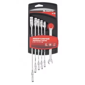 Набор ключей комбинированных трещеточных 6 штук Matrix 14511 купить в Тобольске