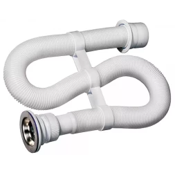 Сифон ЗУБР "МАСТЕР" гофрированный для моек и раковин, выпуск - нержавеющая чашка, 0,9м 51883-09