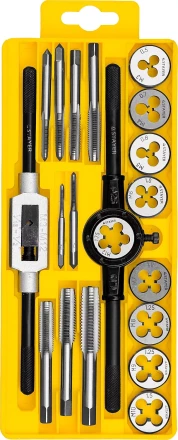 Набор метчиков и плашек STAYER &quot;MASTER&quot;, метчикодержатель 1шт, плашкодержатель 1шт, метчики 9шт, плашки 9шт, 20 предметов 28012-H20 купить в Тобольске