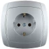 Розетка СВЕТОЗАР &quot;АКЦЕНТ&quot; одинарная в сборе, с заземлением, цвет серебристый металлик, 16А/~250В SV-54205-SM купить в Тобольске