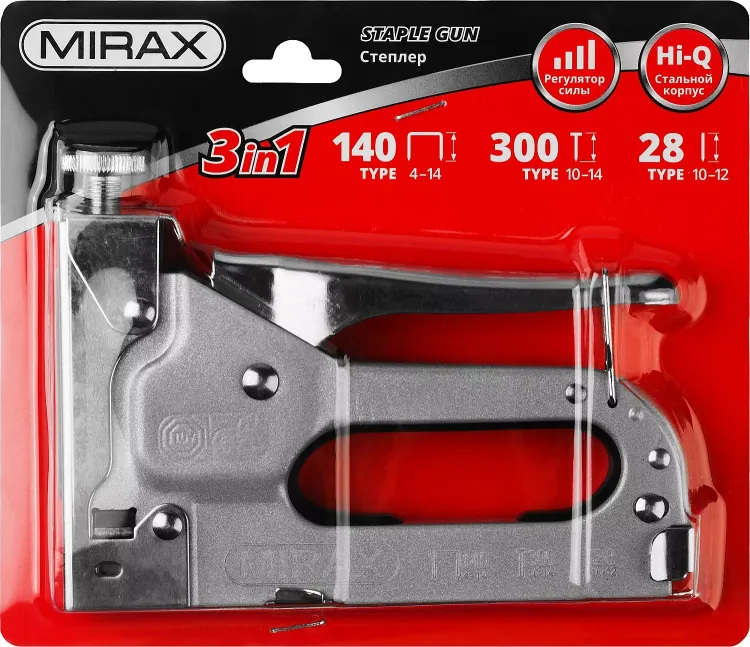 Степлер для скоб 3-в-1: тип 140 (4-14 мм) / 300 (10-14 мм) / 28 (10-12 мм), MIRAX 3146 купить в Тобольске