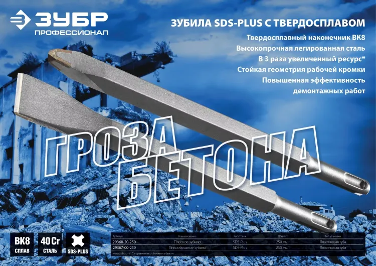 Зубила SDS-Plus ПОБЕДИТ серия ПРОФЕССИОНАЛ купить в Тобольске