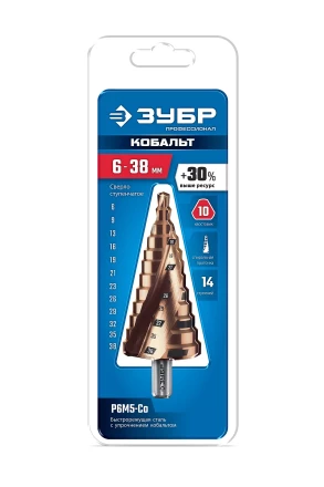 ЗУБР КОБАЛЬТ 6-38мм, 12 ступеней, винтовая проточка, сверло ступенчатое, ПРОФЕССИОНАЛ (29674-6-38-12) купить в Тобольске