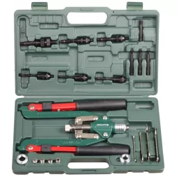 Заклепочник складной, KRAFTOOL "RS-77" 31182, резьбовые М4,М5,М6,М8,М10,М12, вытяжные d=2,4-6,4 мм и штифты М4,М5,М6,М8, из Al, стали, нерж стали 31182